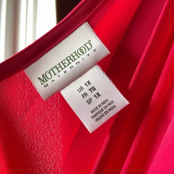 Motherhood Maternity 1X Red Handkerchief Dress - Picture 3 of 4